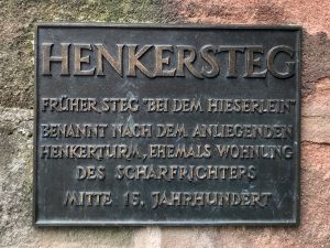 Schild am Henkersteg in Nürnberg