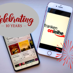 Celebrating 10 Years: Zu sehen sind Smartphones mit Onleihe-App