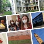 Eine Collage aus Fotos rund um die Berufsschule: Wohnheim, Speiseplan, Schule, Mitbewohnerinnen